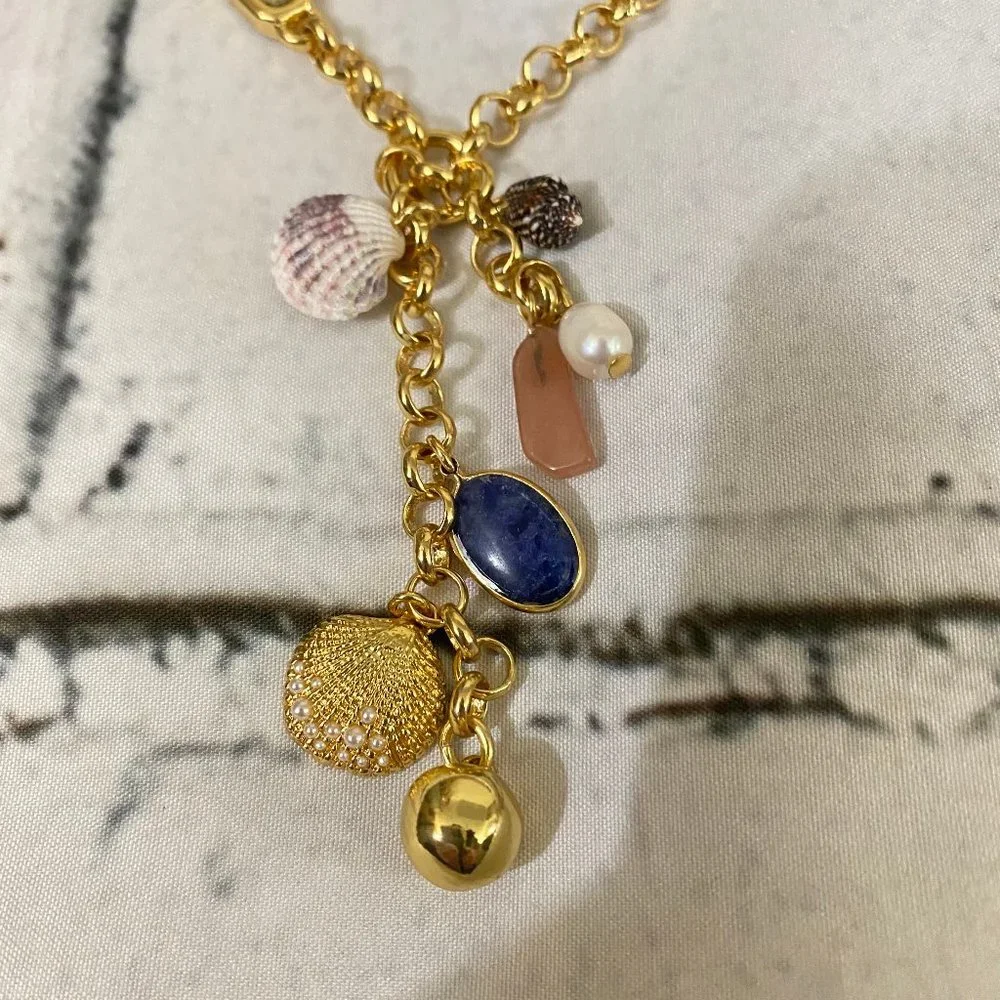 J. Crew Gold Plated Mixed-Stone Charm Necklace